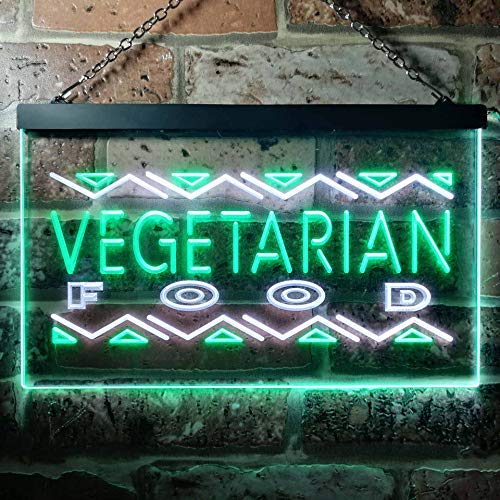 Vegetarian Food Dual LED Neon Light Sign